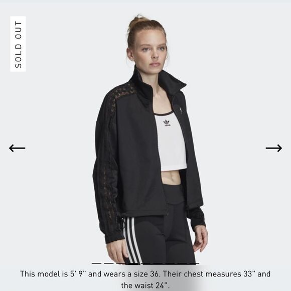 Adidas Lace Track Jacket- Black - Size Xxs - Picture 7 of 16